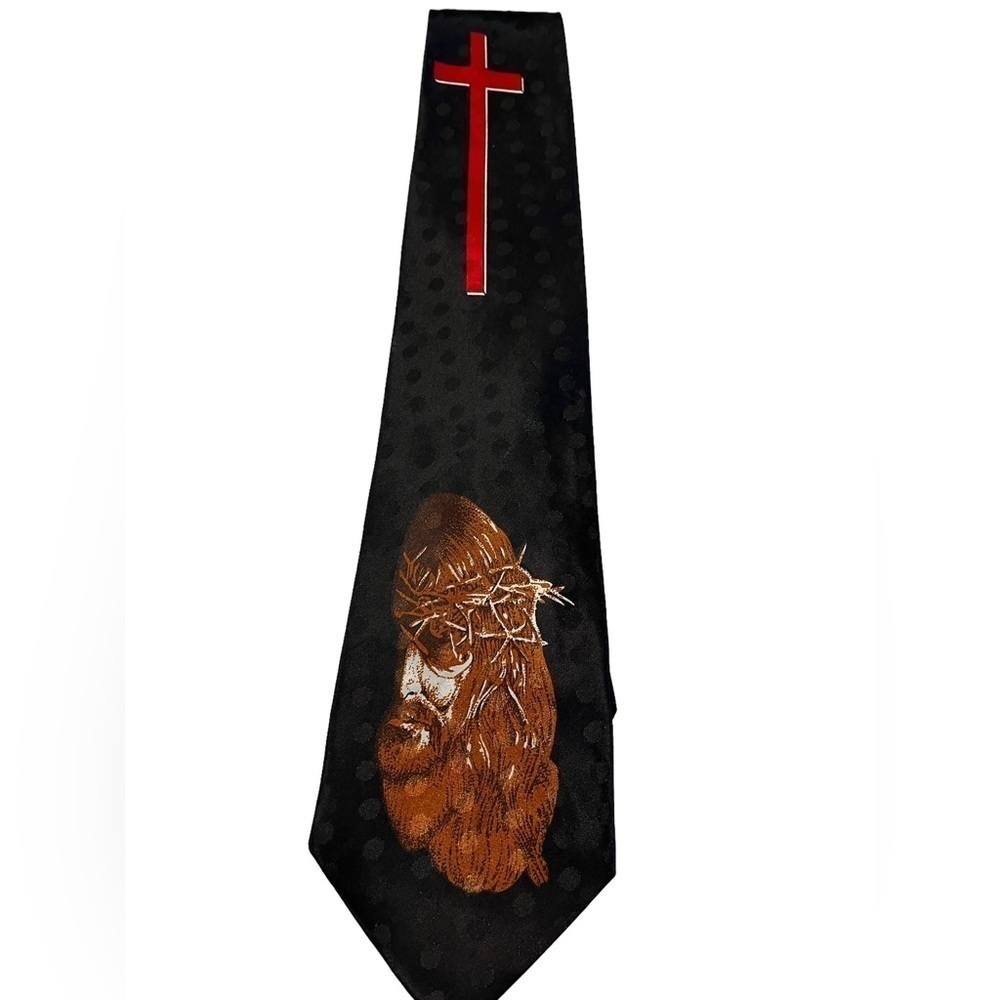 Crown of Thorns Calvary Jesus - Designer Renaissance Easter Necktie - Cross